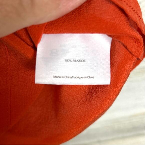 Tory Burch Womens 6 Orange Silk Sleeveless Pleated Designer Dress Blouse Top - Picture 5 of 6